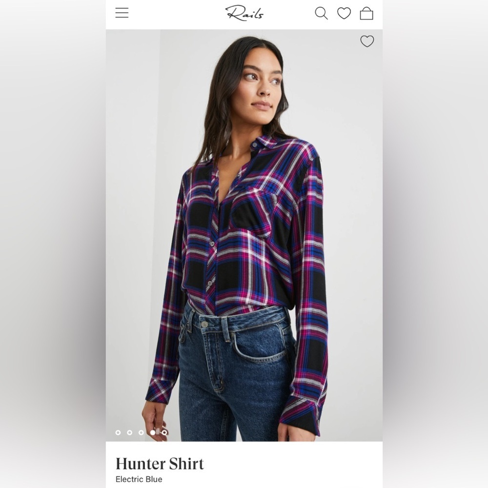 NWT RAILS Hunter Shirt Plaid Button-Down Electric Blue XS